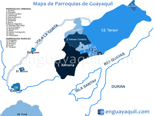 Parroquias de Guayaquil mapa